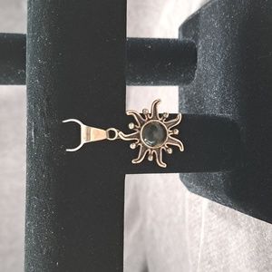 Vintage 950 Silver and Amber Sunburst Pendant 1" x 1" VG Marked